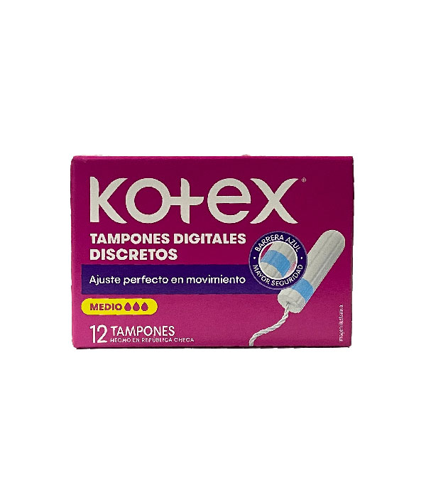 TAMPONES KOTEX DIGITALES MEDIO CAJA X 12 UNDS 